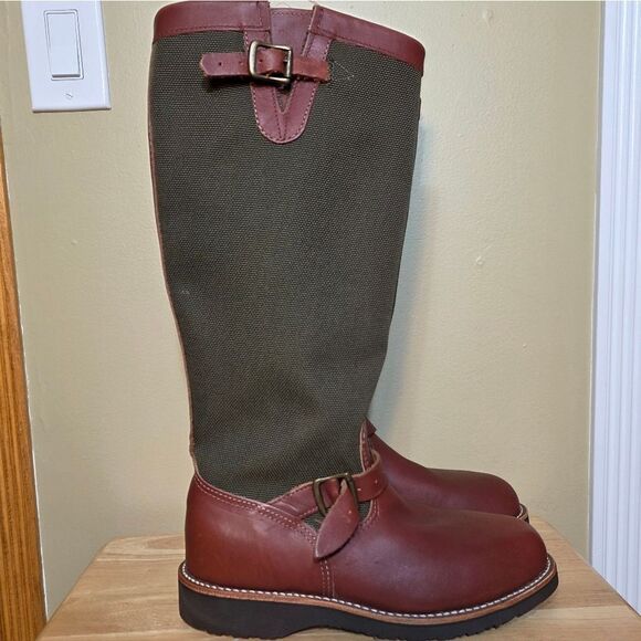 Chippewa Descaro 17" Snake Boots Oro Russett Brown Leather 23913 Men's Size 9 - Picture 1 of 7